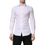 Dolce & Gabbana White GOLD Cotton Long Sleeve Men Formal Shirt TSH906908-38