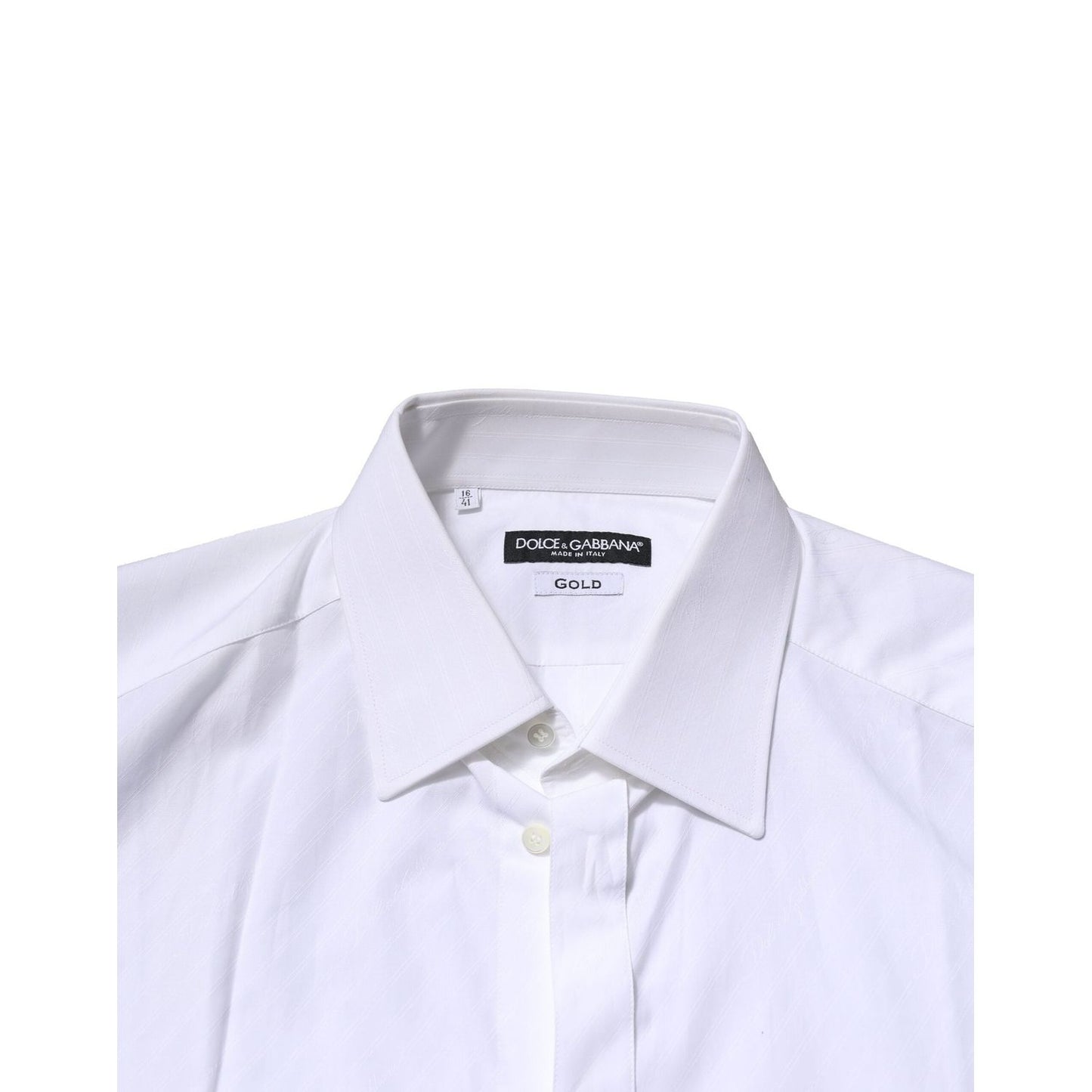 Dolce & Gabbana White GOLD Cotton Long Sleeves Men Formal Shirt