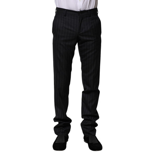 Dolce & Gabbana Black Wool Striped Formal Pants PAN75588-44