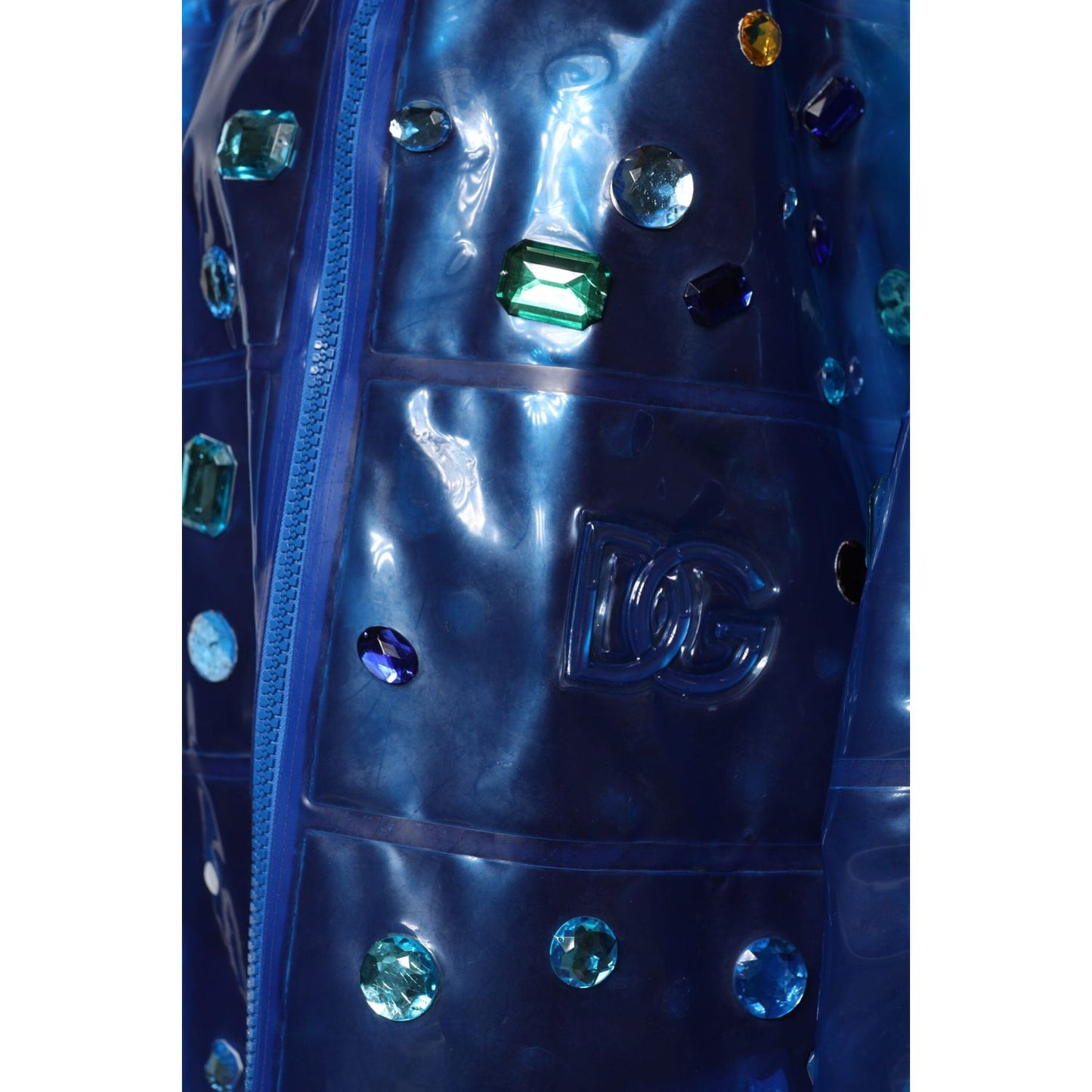 Dolce & Gabbana Blue Crystal Hooded Raincoat Jacket JKT4087-46