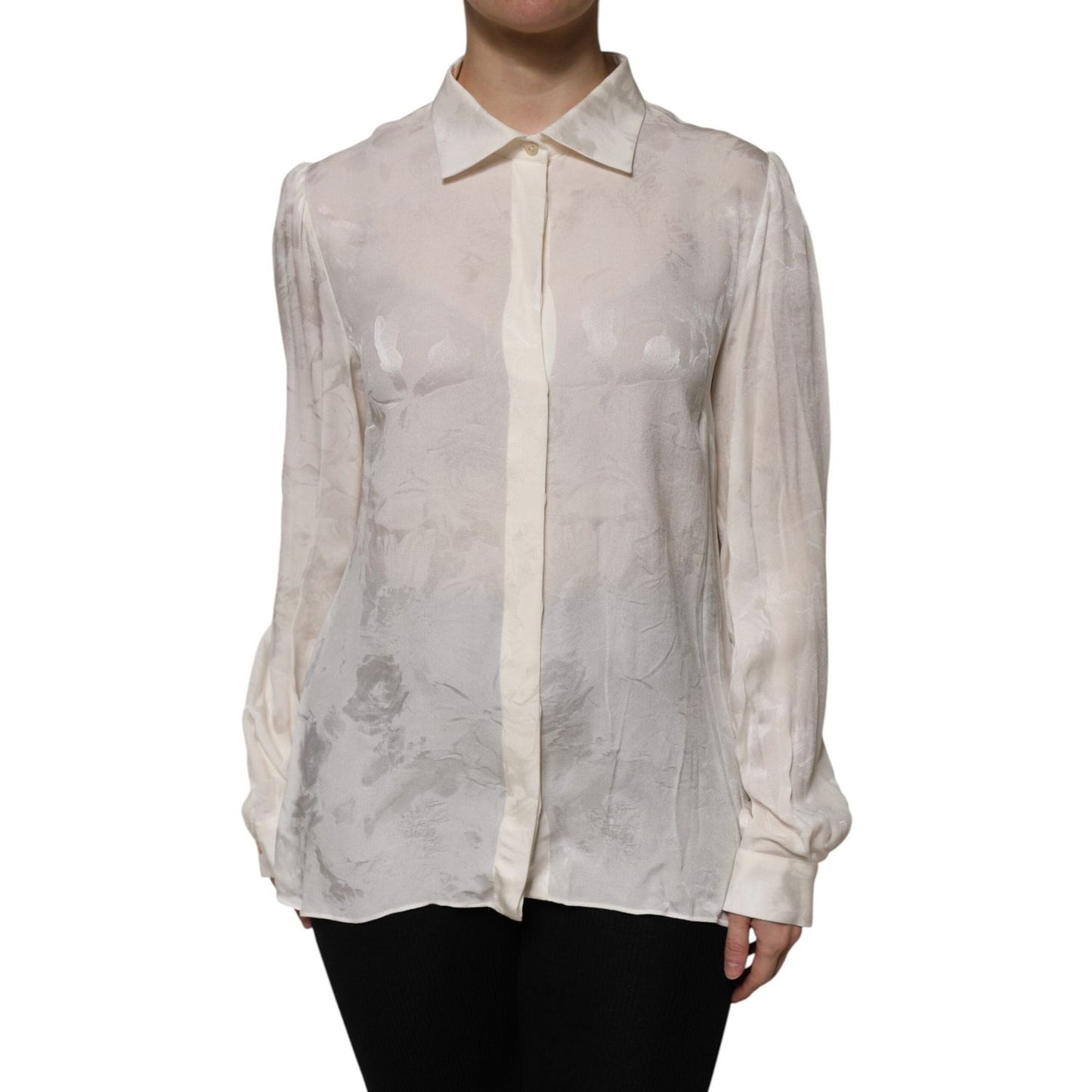 Dolce & Gabbana White Button Down Long Sleeves Blouse Top TSH906732-44