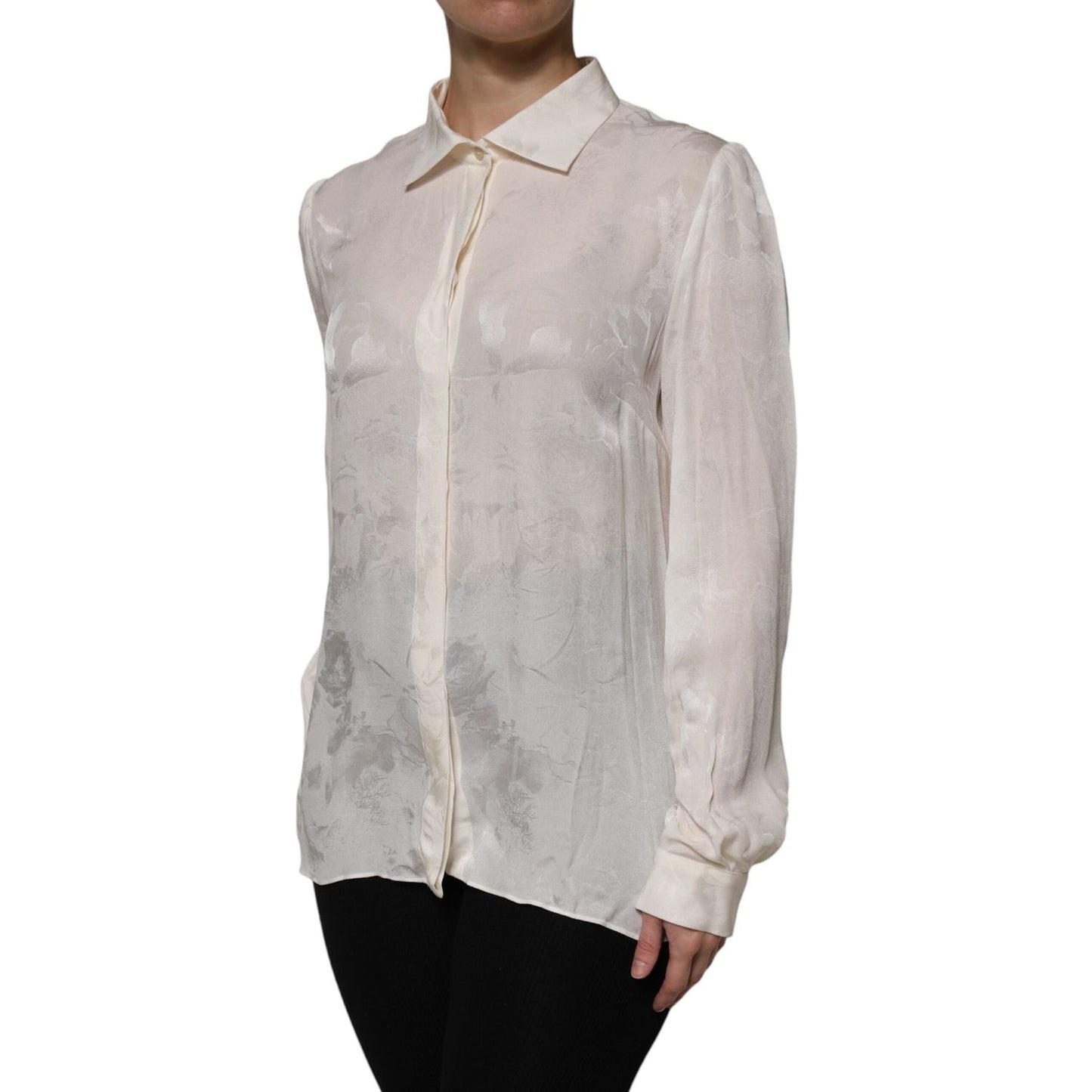 Dolce & Gabbana White Button Down Long Sleeves Blouse Top