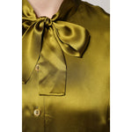 Dolce & Gabbana Green Ascot Collar Long Sleeves Blouse Top