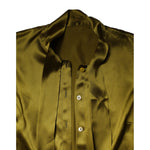Dolce & Gabbana Green Ascot Collar Long Sleeves Blouse Top