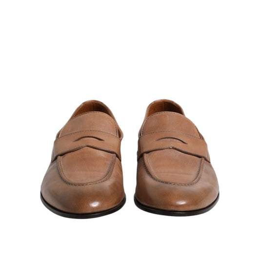 Brunello Cucinelli Brown Leather Loafer Dress Formal Shoes
