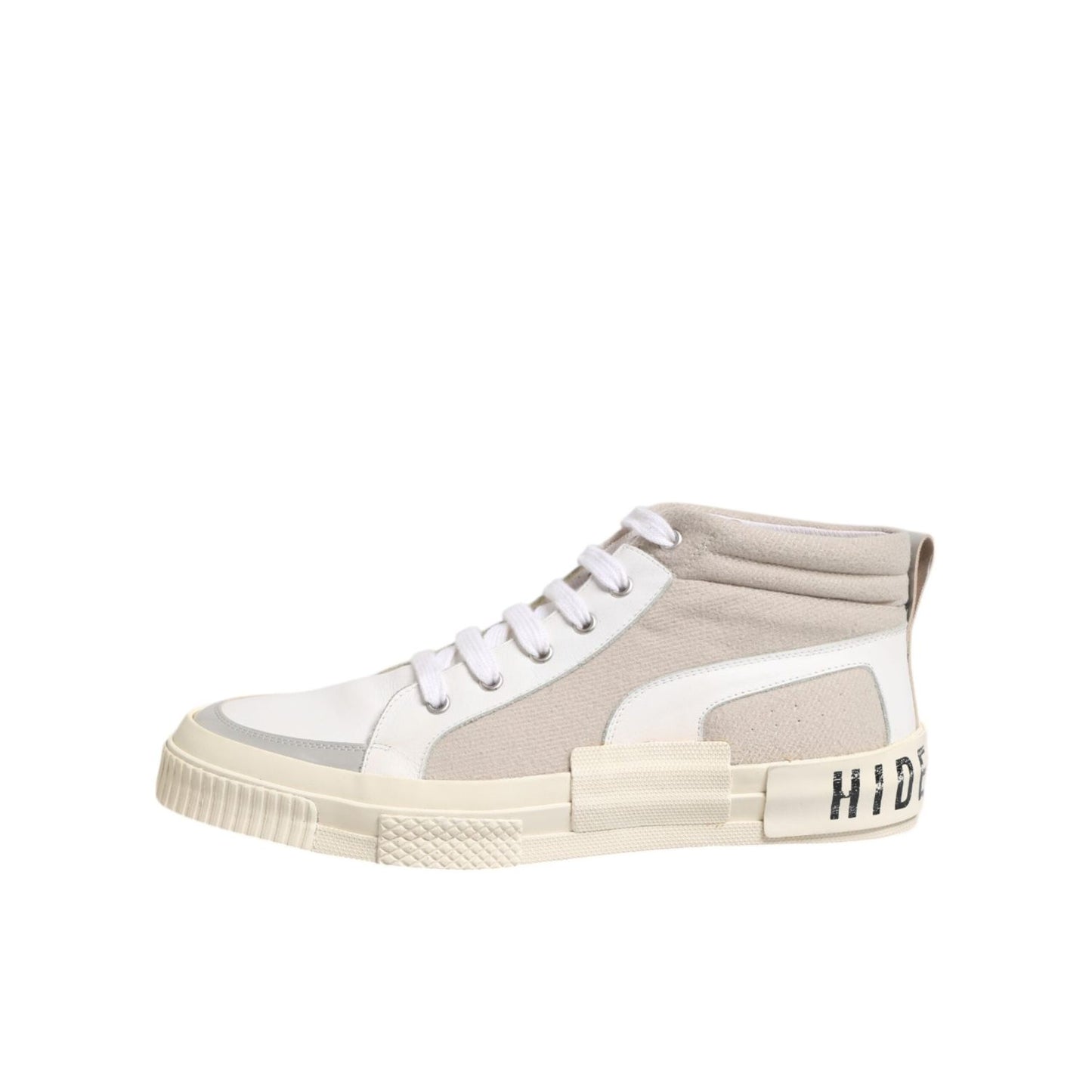 HIDE & JACK White Beige Lace Up Mid Top Casual Sneakers Shoes MV7275-43