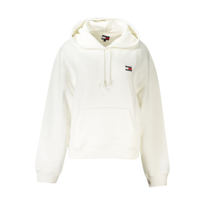 Tommy Hilfiger White Cotton Women Sweater with hood and logo embroidery