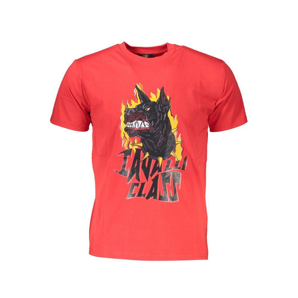 Cavalli Class Red Cotton Men T-Shirt CA-21320-M