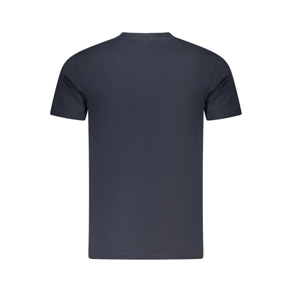 Back view of Cavalli Class Blue Cotton Men T-Shirt showcasing modern design and luxury craftsmanship.