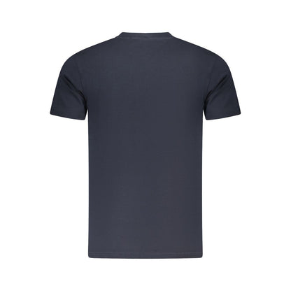 Back view of Cavalli Class Blue Cotton Men T-Shirt showcasing modern design and luxury craftsmanship.