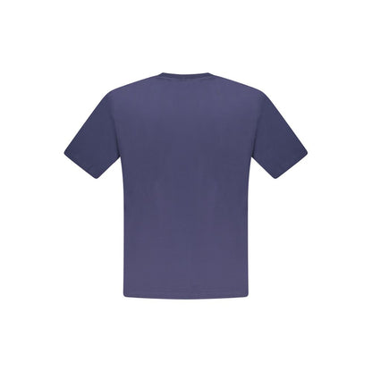 Back view of North Sails Blue Cotton Men T-Shirt featuring crew neck and short sleeves.