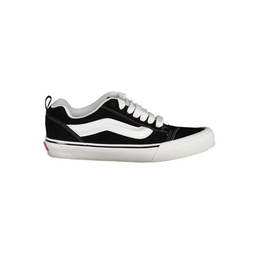 Vans Black Polyester Men Sneaker with iconic Old Skool design, featuring white stripe and comfortable, durable materials for urban style.