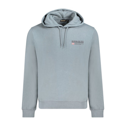 Napapijri Gray Cotton Men Sweater with long sleeves and iconic logo print.