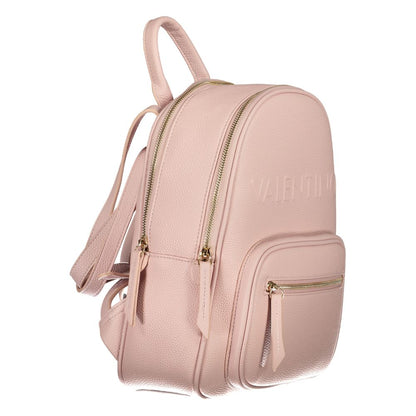 Mario Valentino Pink Polyethylene Handbag with adjustable straps and zip closure featuring external pocket and logo.
