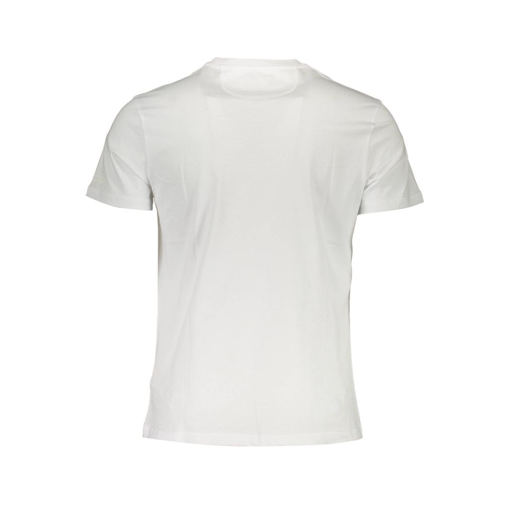 La Martina White Cotton Men T-Shirt back view showcasing short sleeves and crew neck design.