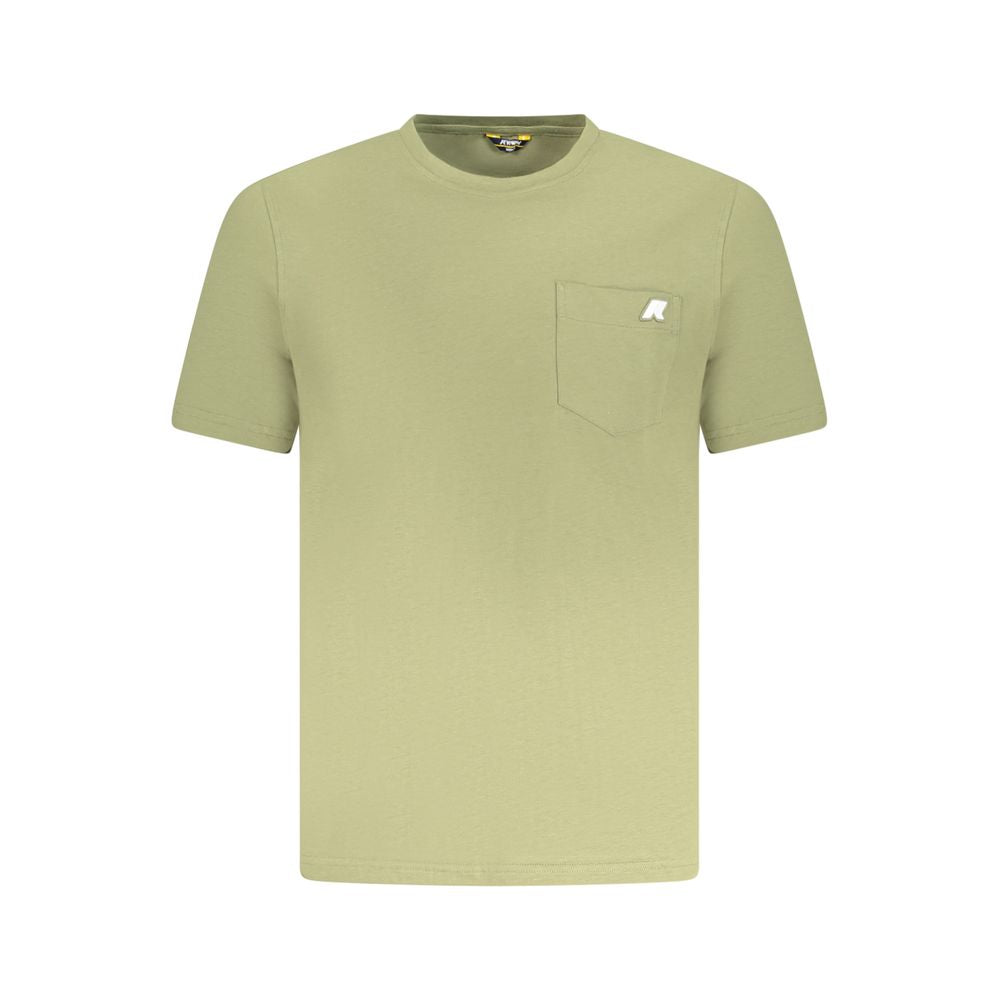 K-WAY Green Cotton T-Shirt with short sleeves, crew neck, and pocket with logo application - perfect casual wear.