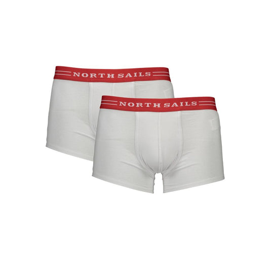 North Sails White Cotton Men Boxer with red waistband, 2-pack