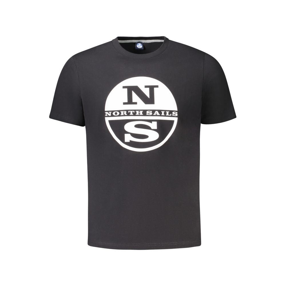North Sails Black Cotton Men T-Shirt with crew neck and logo print