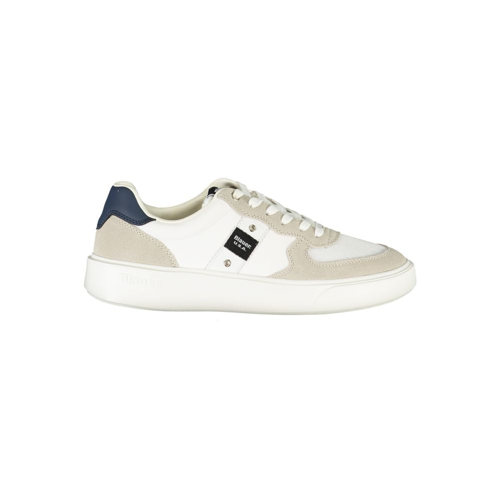 Blauer White Leather Men Sneaker