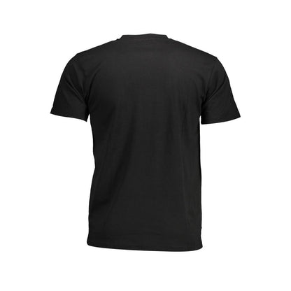 Rear view of Sergio Tacchini Black Cotton Men T-Shirt, showcasing design and fit. Casual elegance in breathable cotton fabric.