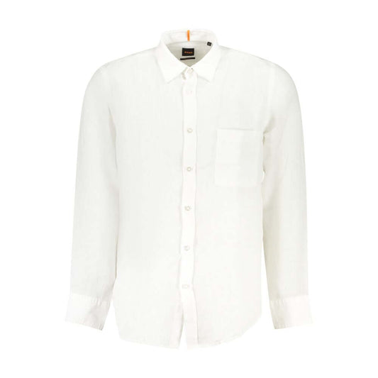 Hugo Boss White Linen Men Shirt BO-38291-M