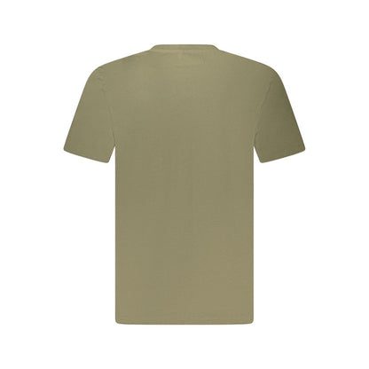 Back view of Timberland Green Cotton T-Shirt, regular fit, short sleeve, crew neck, 100% organic cotton, with wordmark logo.