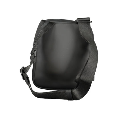 Calvin Klein Black Polyester Men Shoulder Bag with adjustable strap, showcasing sleek design and sophistication.