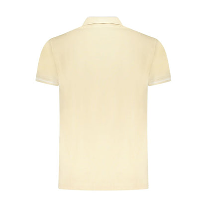 Cavalli Class Beige Cotton Men Polo Shirt with short sleeves and elegant design, featuring iconic Cavalli Class embroidery and logo.