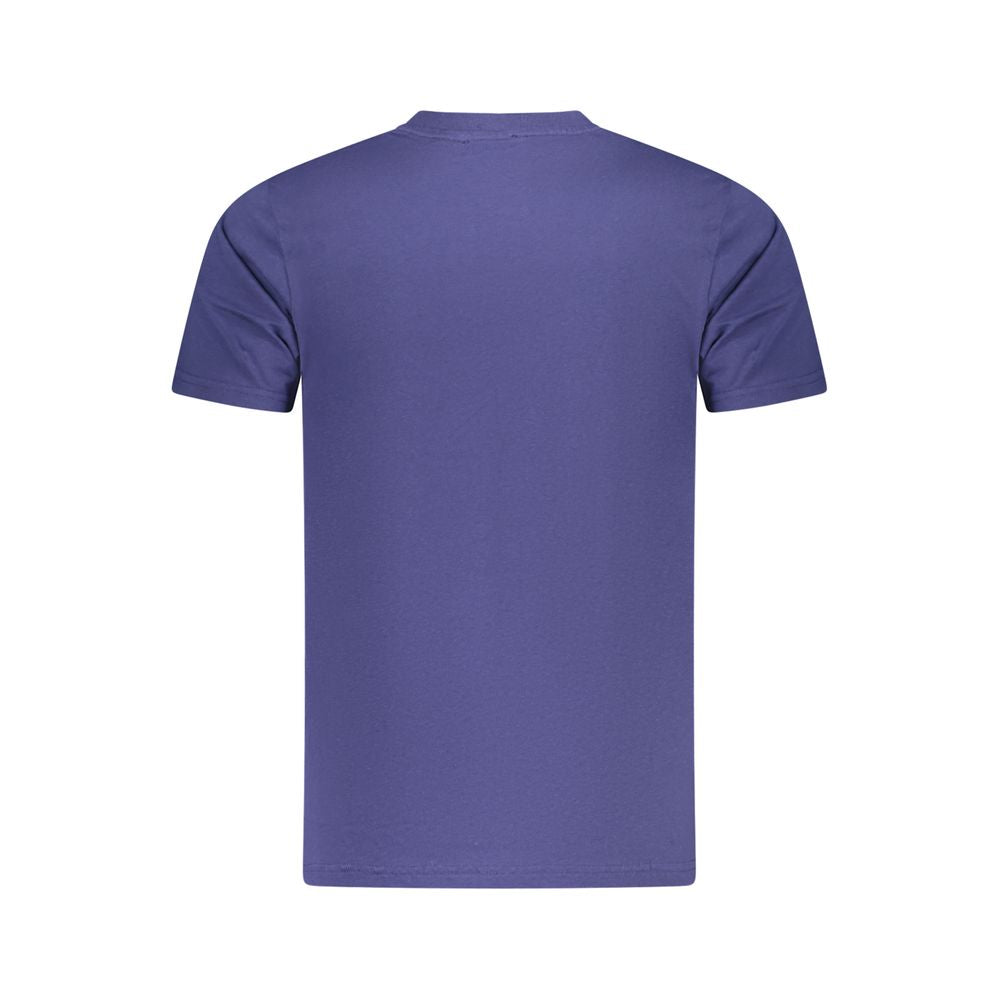 Cavalli Class Blue Cotton Men T-Shirt back view showcasing short sleeves and luxurious fabric for a stylish and comfortable fit.