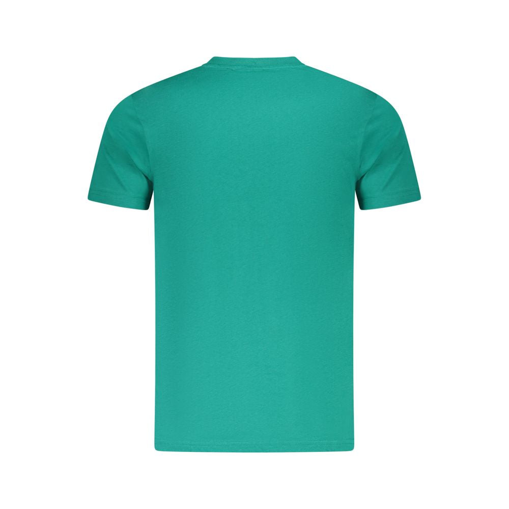 Alt Tag: "Rear view of Cavalli Class Green Cotton Men T-Shirt with crew neck and short sleeves"