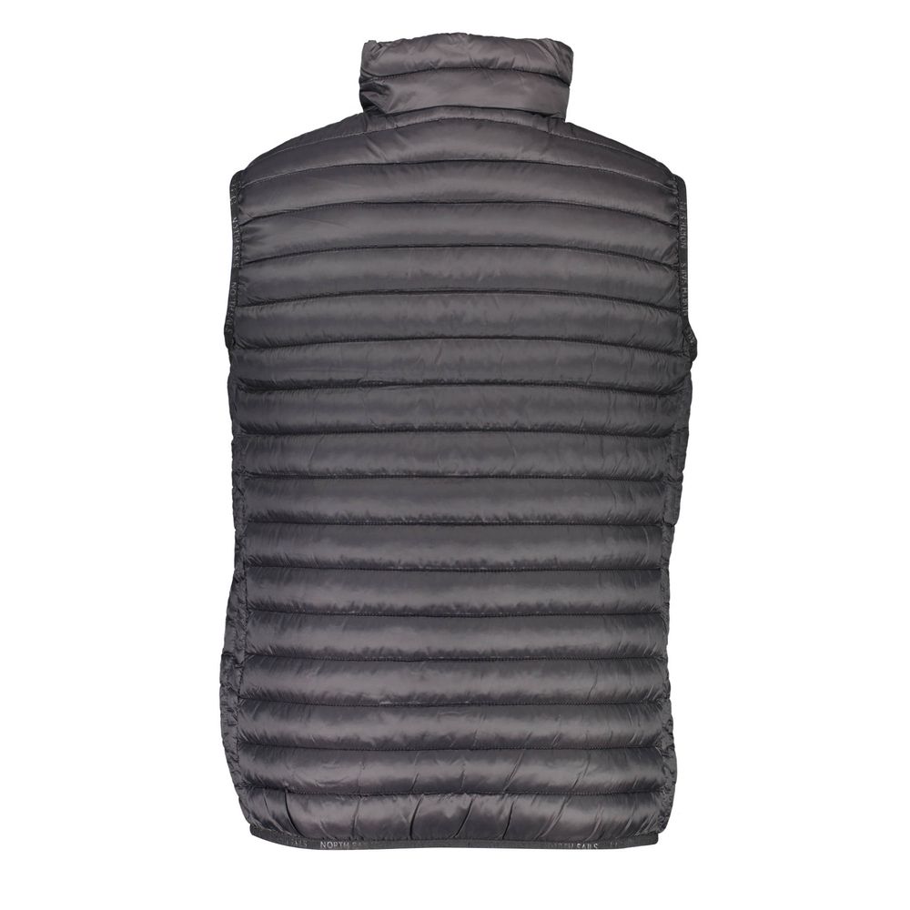 Back view of North Sails Black Polyamide Men Jacket showcasing its sleek design without sleeves.