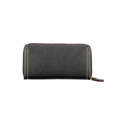 Mario Valentino Black Polyethylene Women Wallet with zip closure and striking details, featuring five compartments for organization.