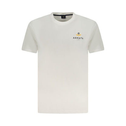 Armata Di Mare White Cotton Men T-Shirt with crew neck and logo print
