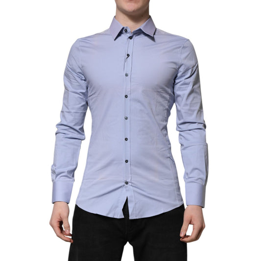 Dolce & Gabbana Blue Cotton SICILIA Long Sleeves Dress Shirt TSH906772-37