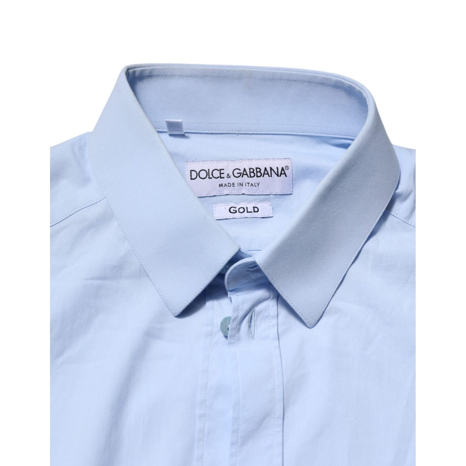 Dolce & Gabbana Sky Blue Cotton GOLD Long Sleeves Dress Shirt