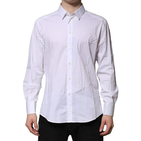 Dolce & Gabbana White Cotton GOLD Long Sleeves Dress Shirt TSH906923-38