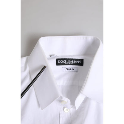 Dolce & Gabbana White Cotton GOLD Long Sleeves Dress Shirt