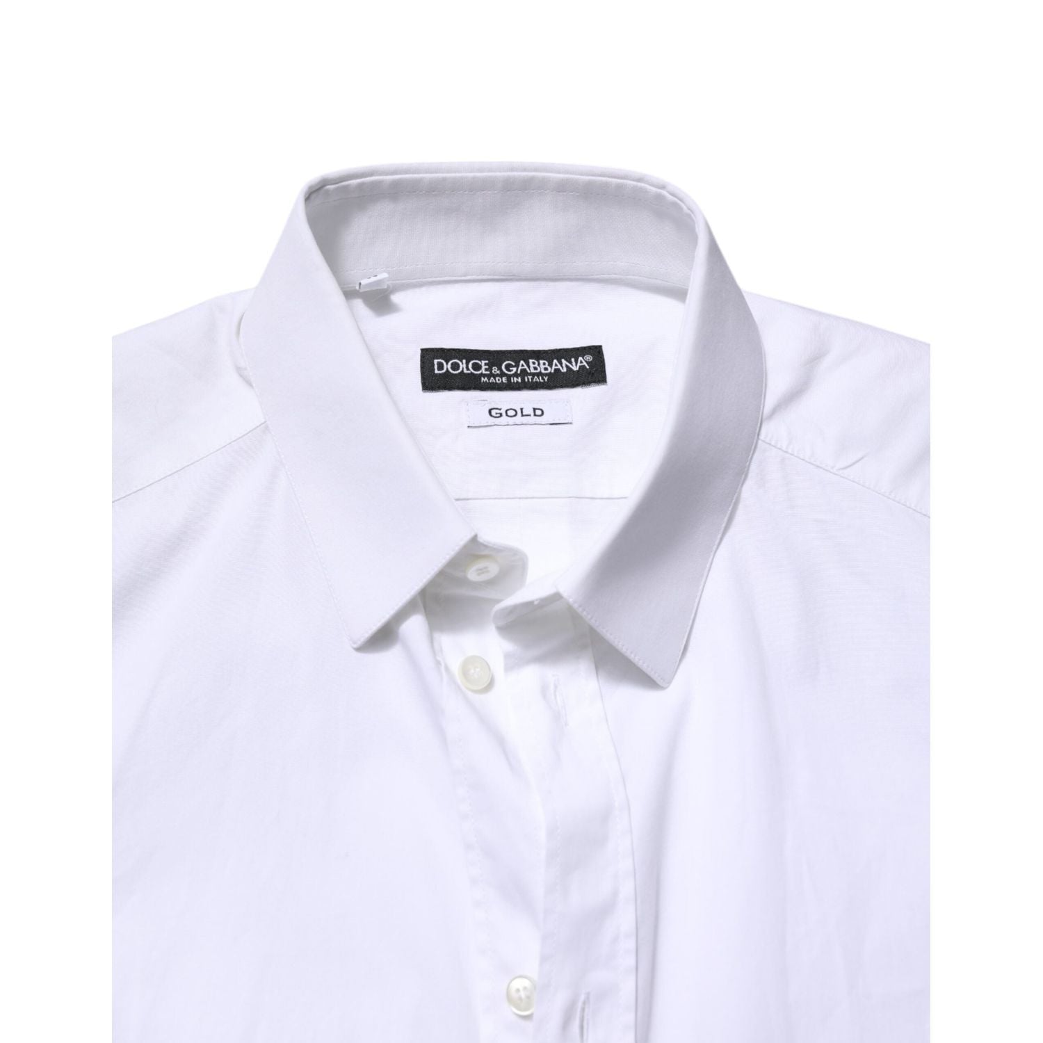 Dolce & Gabbana White Cotton GOLD Long Sleeves Dress Shirt