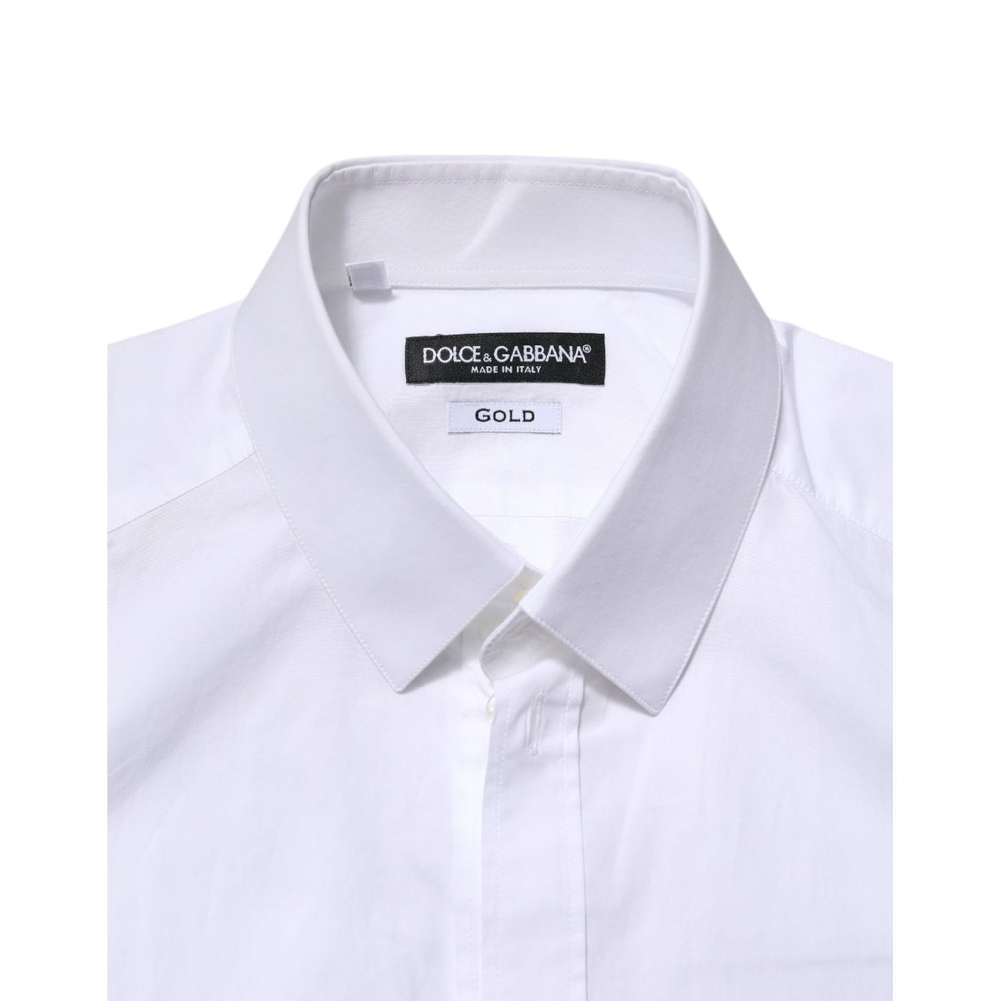 Dolce & Gabbana White Cotton GOLD Long Sleeve Men Dress Shirt