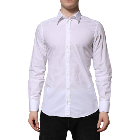 Dolce & Gabbana White Cotton GOLD Long Sleeves Dress Shirt TSH906941-42