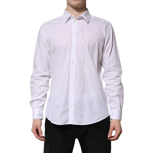 Dolce & Gabbana White Cotton STAFF Long Sleeves Formal Shirt TSH906948-43