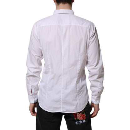 Dolce & Gabbana White Cotton STAFF Long Sleeves Formal Shirt