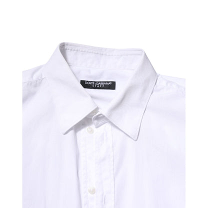 Dolce & Gabbana White Cotton STAFF Long Sleeves Formal Shirt