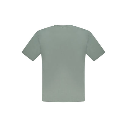 Back view of North Sails Green Cotton Men T-Shirt, short sleeve crew neck, soft fabric, showcasing style and comfort.