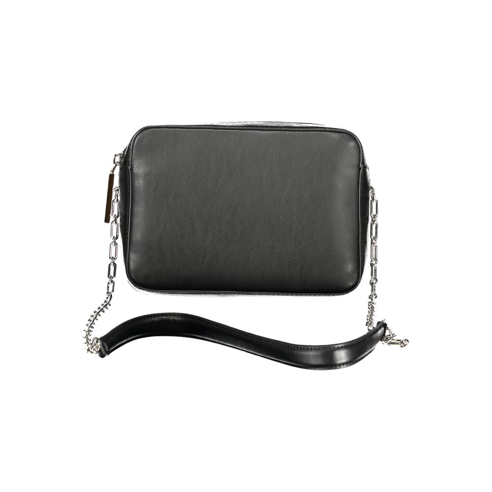 Calvin Klein Black Polyester Women Handbag with chain strap and elegant design, featuring a sophisticated and eco-friendly silhouette.