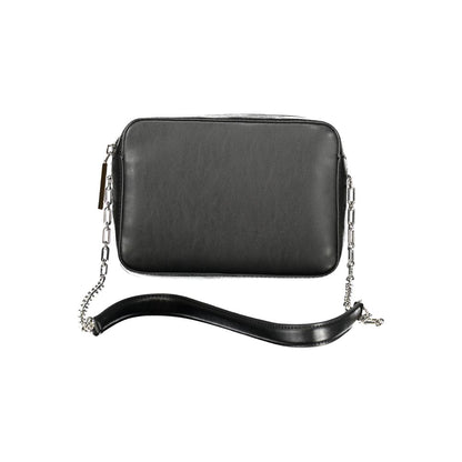 Calvin Klein Black Polyester Women Handbag with chain strap and elegant design, featuring a sophisticated and eco-friendly silhouette.
