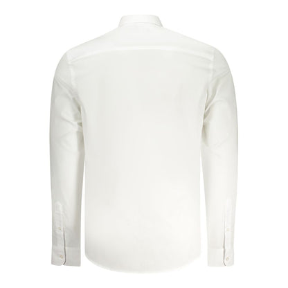 Back view of North Sails White Cotton Men Shirt with long sleeves and Italian collar.