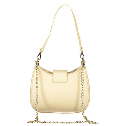 Alt Tag: Mario Valentino Beige Polyethylene Women Handbag with chain strap and removable shoulder handle, chic and elegant design