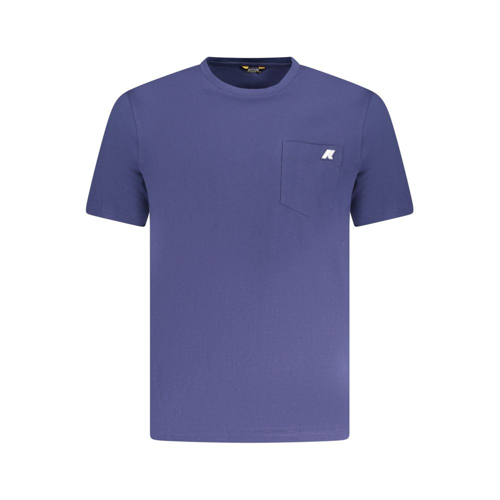 K-WAY Blue Cotton T-Shirt, short sleeve crew neck with logo and one pocket application.