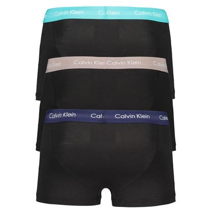 Calvin Klein Black Cotton Underwear tri-pack with multicolor elastic waistbands featuring logo design.